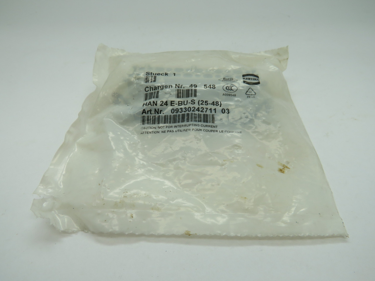 Harting 09330242711 Female Connector 16A Size 48B Contacts 25-48 HOLEY BAG NWB