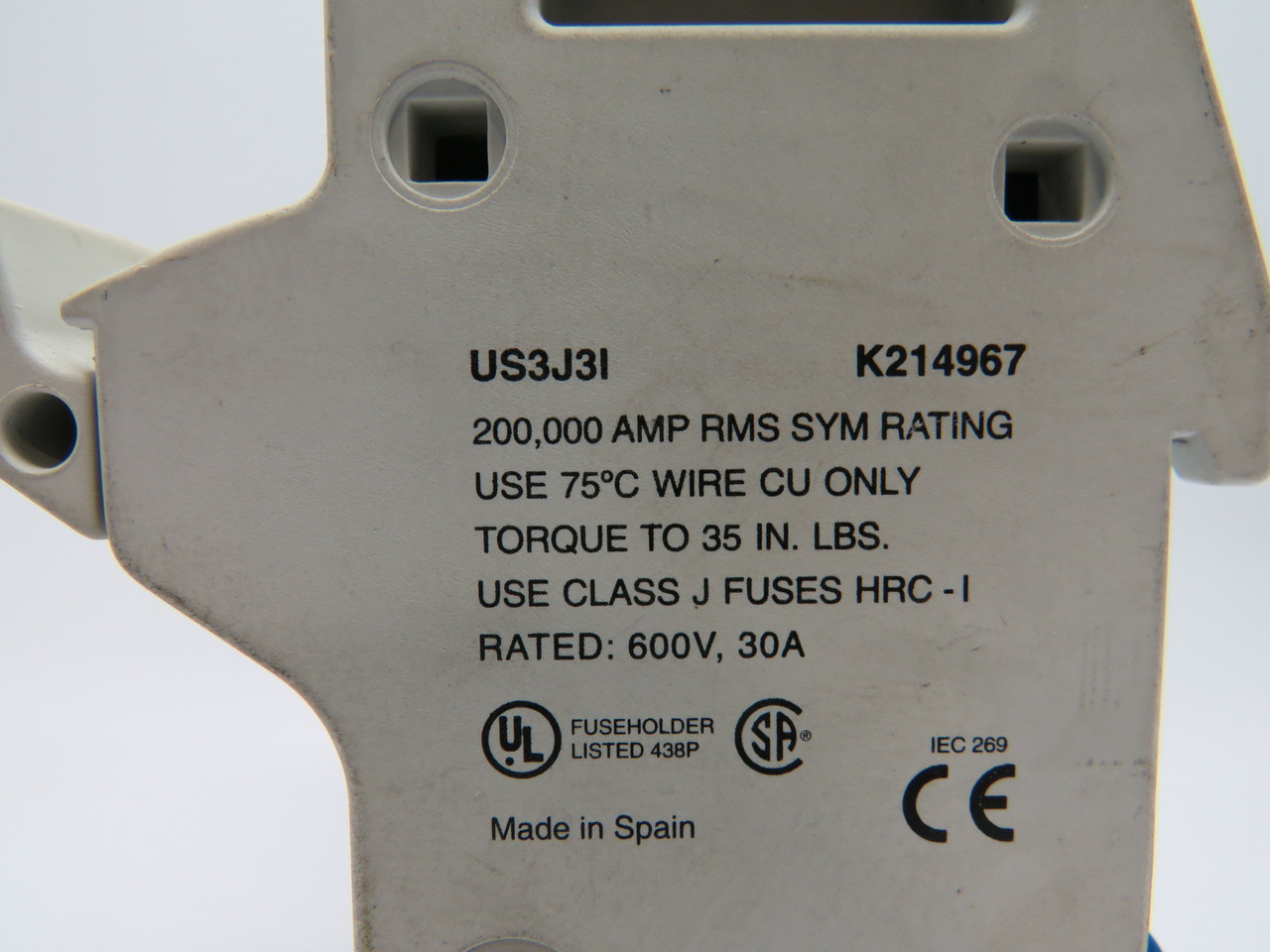 Ferraz Shawmut US3J3I Fuse Holder 30A 600V 3-Pole USED