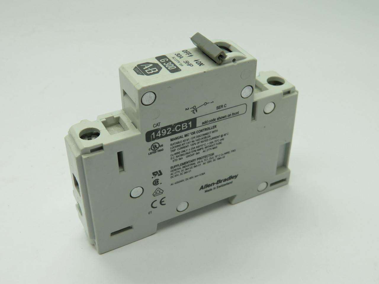 Allen-Bradley 1492-CB1-G300 Series C Circuit Breaker 30A 277V 1-Pole USED