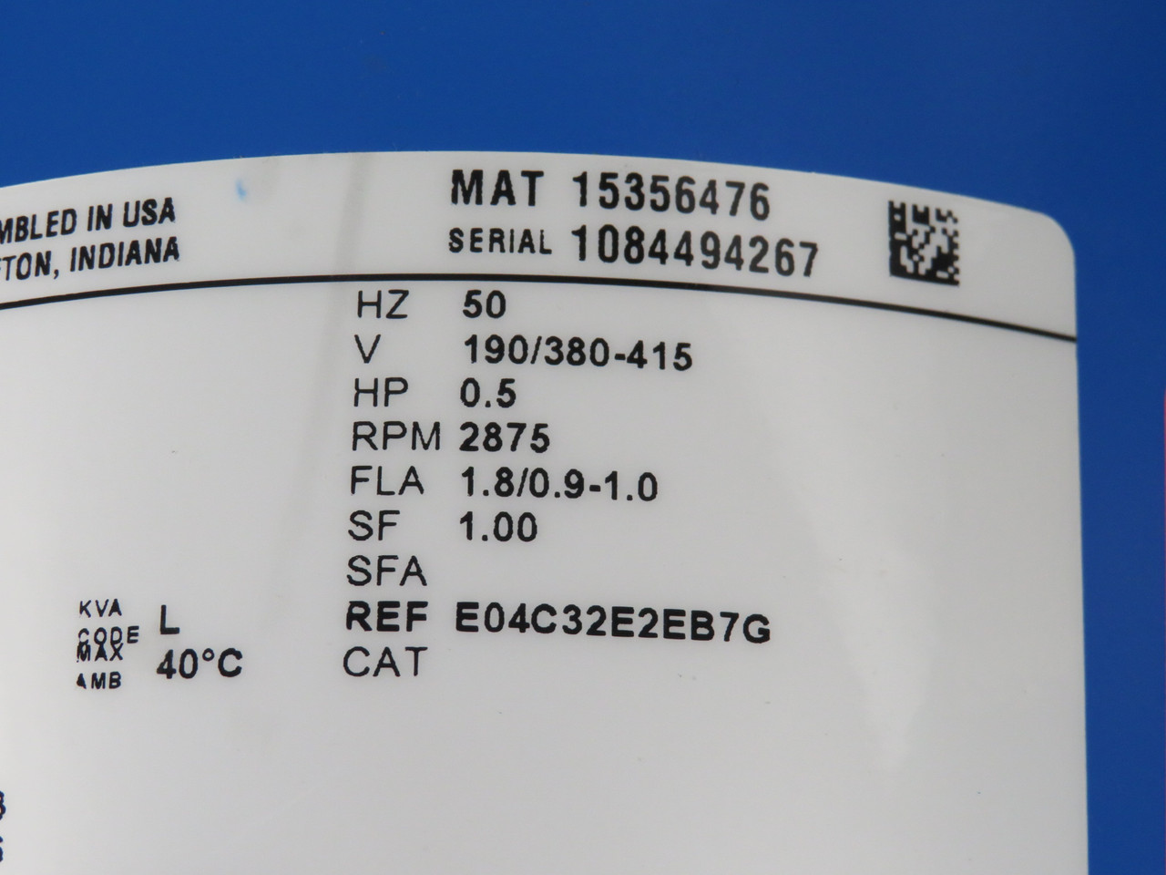 WEG 0.5HP 3450RPM 208-230/460V 56J TEFC 3Ph 2.4-2.4/1.2A 60Hz SHELF WEAR NOP