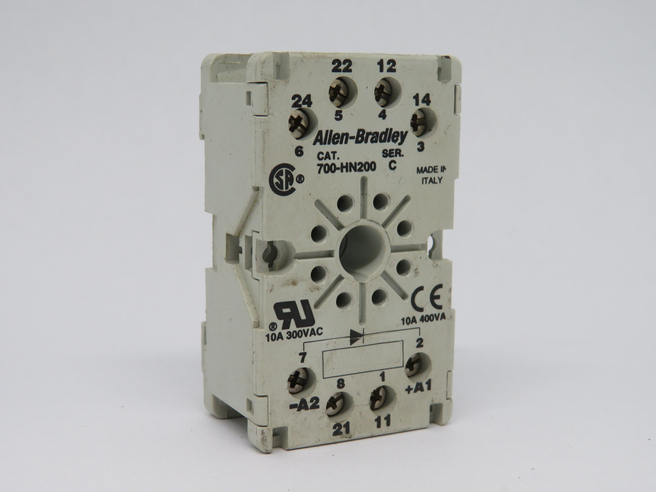 Allen-Bradley 700-HN200 Series C Relay Socket 300/400V 10A 8-Pin USED