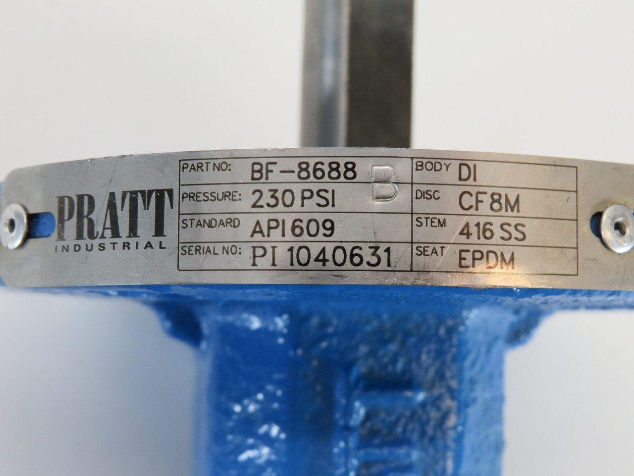 Pratt BF-8688 Lug-Style Butterfly Valve 4" DN100 8-Bolt 230 psi SHELF WEAR NOP