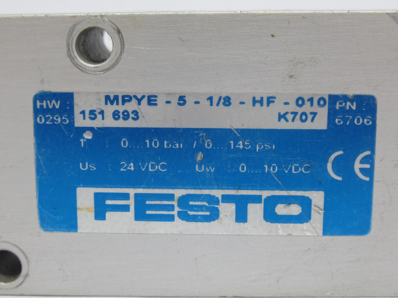 Festo 151693 MPYE-5-1/8-HF-010 Directional Control Valve 0-10bar 0-145psi USED