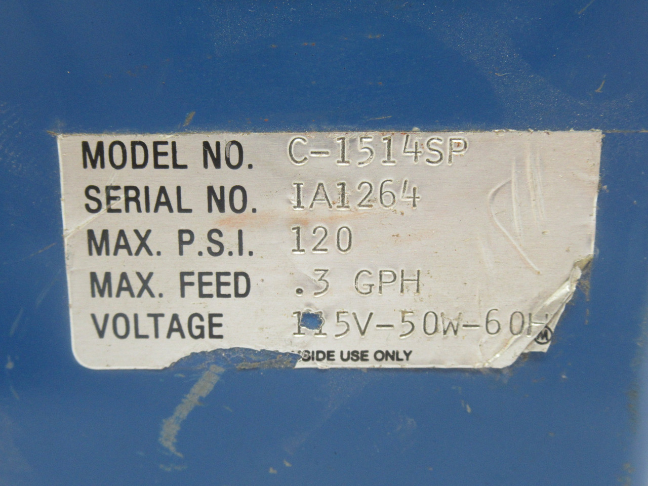 Chem-Feed C-1514SP Variable Pump 0.3GPH 120psi 115V 50W 60Hz USED