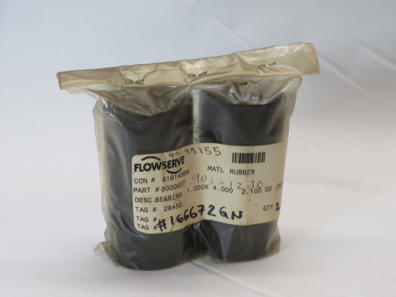 Flowserve 8000807 Rubber Bearing 1" 2.1" OD 4" W Lot of 2 NWB