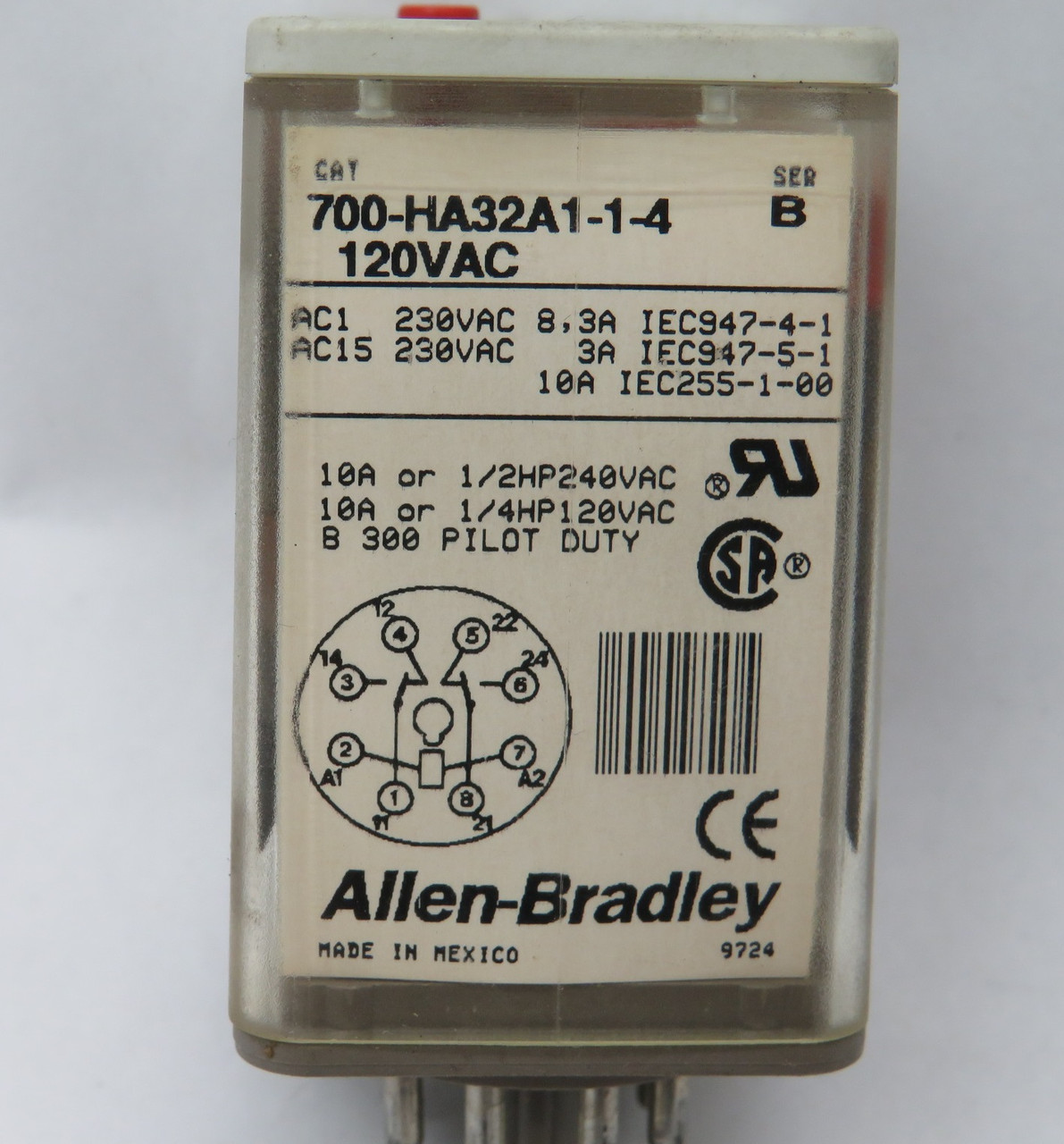 Allen-Bradley 700-HA32A1-1-4 Series B Relay 120VAC 10A 8-Pin USED