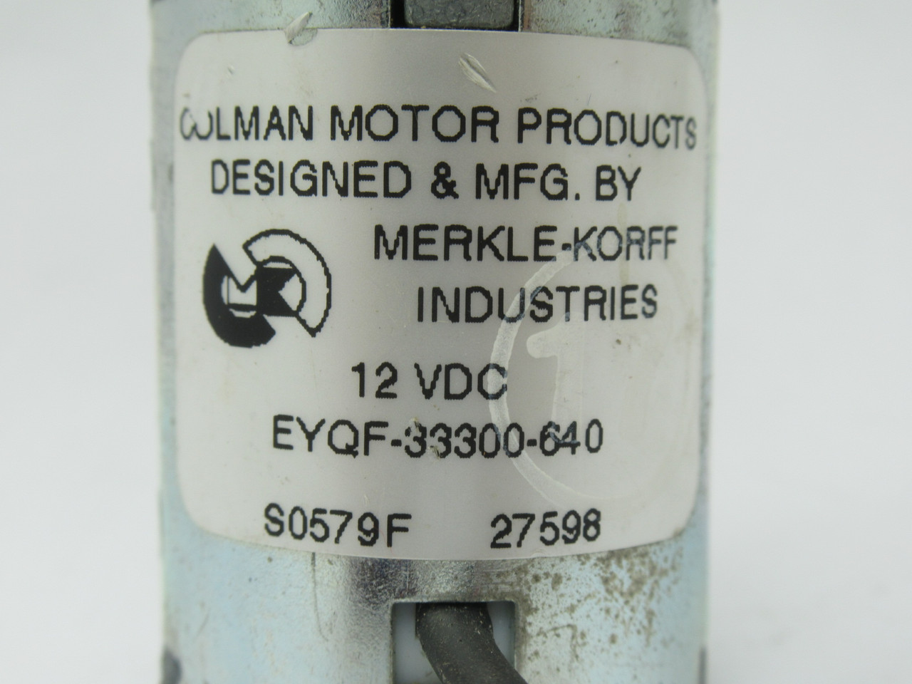 Colman EYQF-33300-640 Gearmotor Type F 135.57RPM 1.21Lb-In 12VDC 0.45A USED