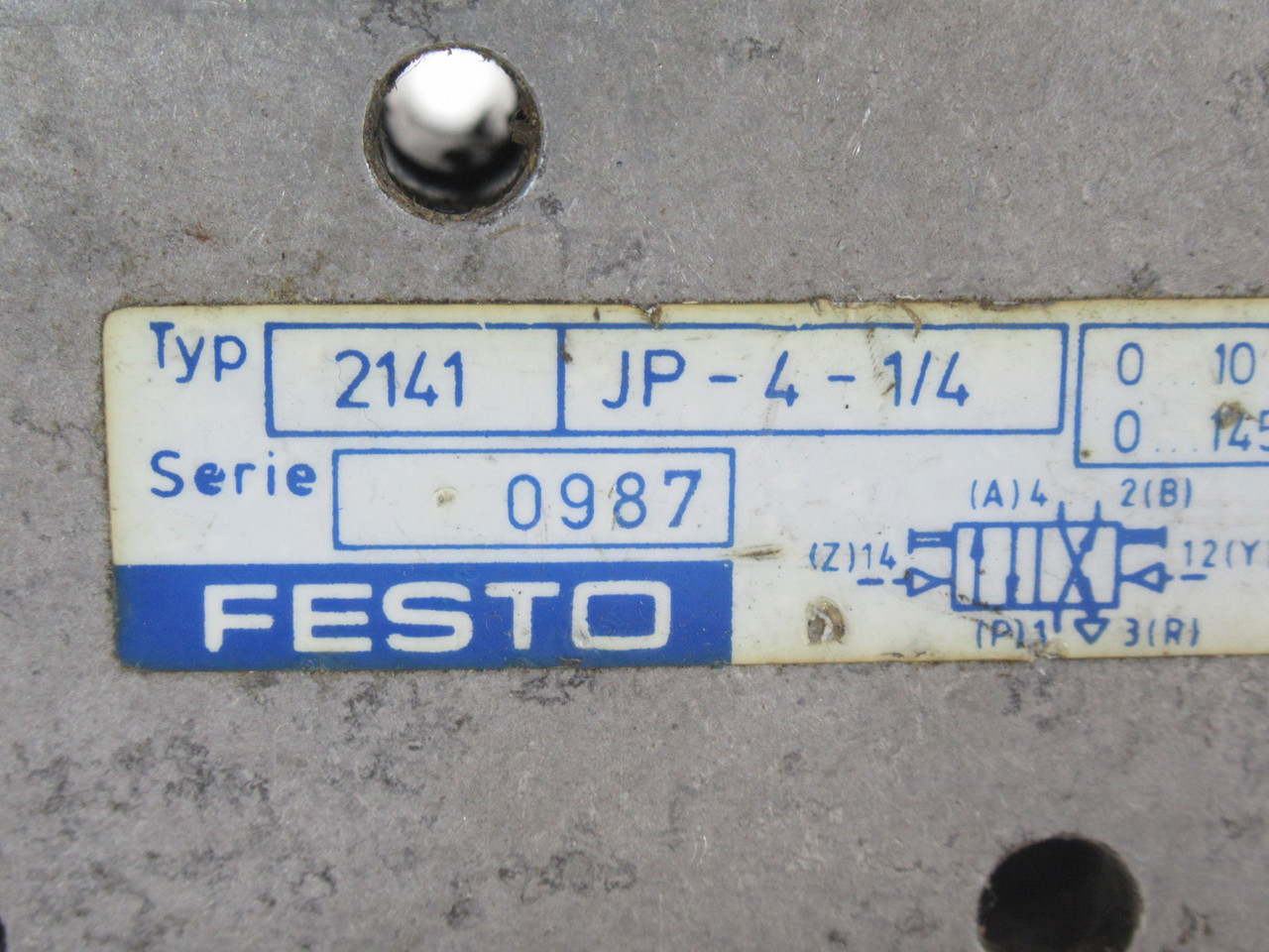 Festo 2141 JP-4-1/4 Double Pilot Valve 4/2-Way 1/4" 0-10bar 0-145psi USED