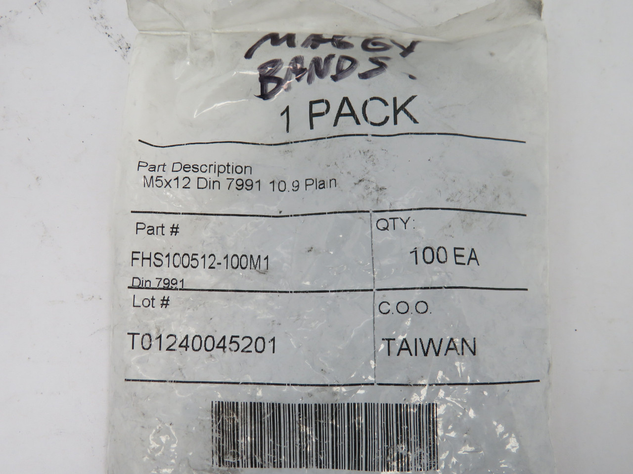 Generic FHS100512-100M1 Flat Head Socket Cap Screw M5-0.8 x 12mm 100-Pack NWB