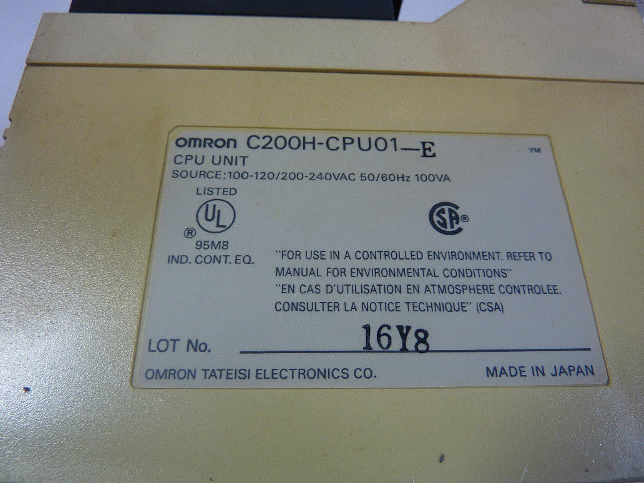 Omron C200H-CPU01 CPU Module 100/200-240V USED