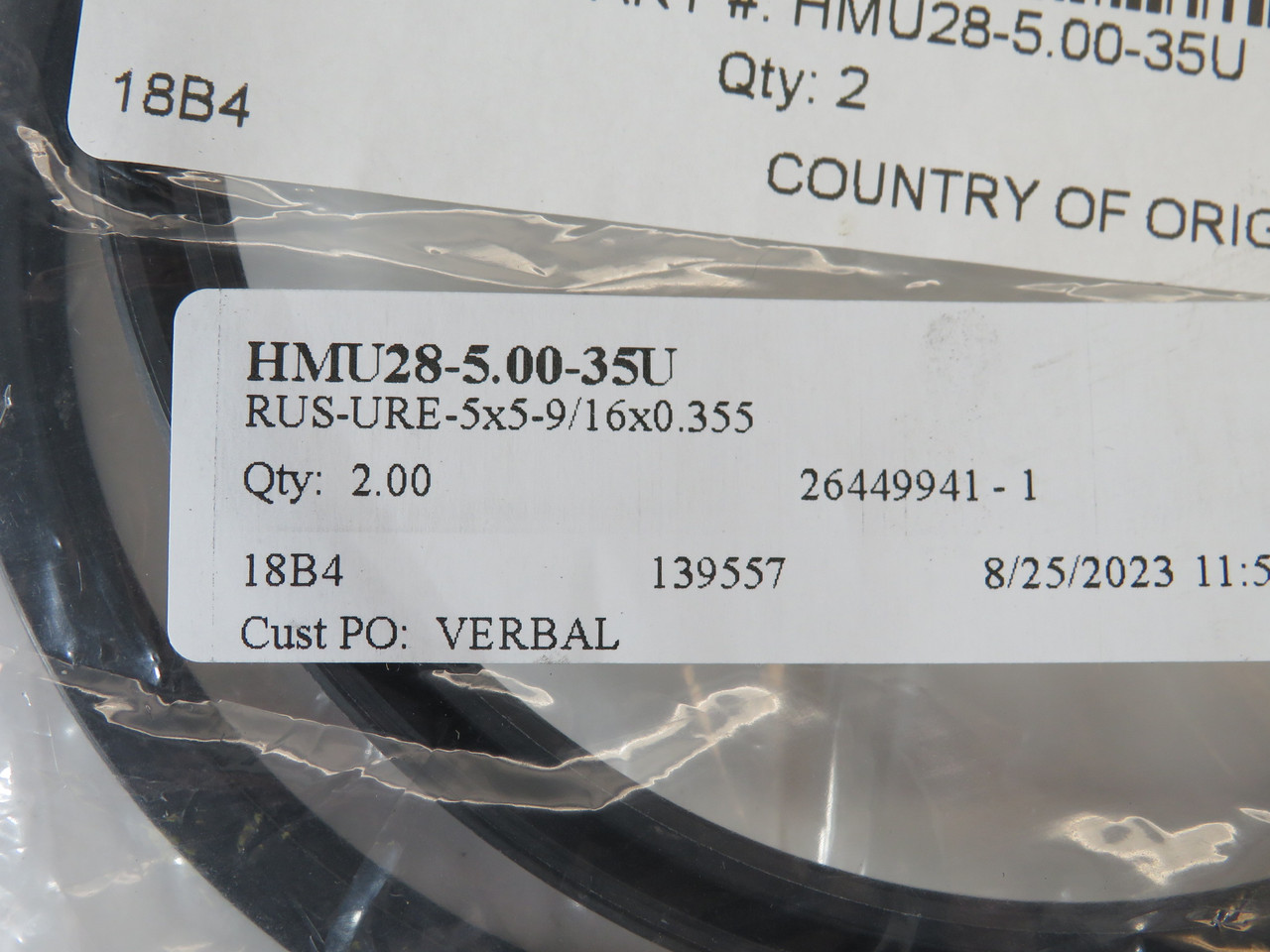 Generic HMU28-5.00-35U Urethane Rod Seal 5" Rod Diameter 5-9/16" OD 2-Pack NWB