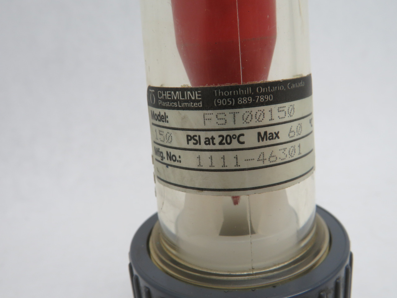 Chemline 1111-46301 FST00150 Flow Meter PVC 15-150l/h 10-100% 1" Connection USED