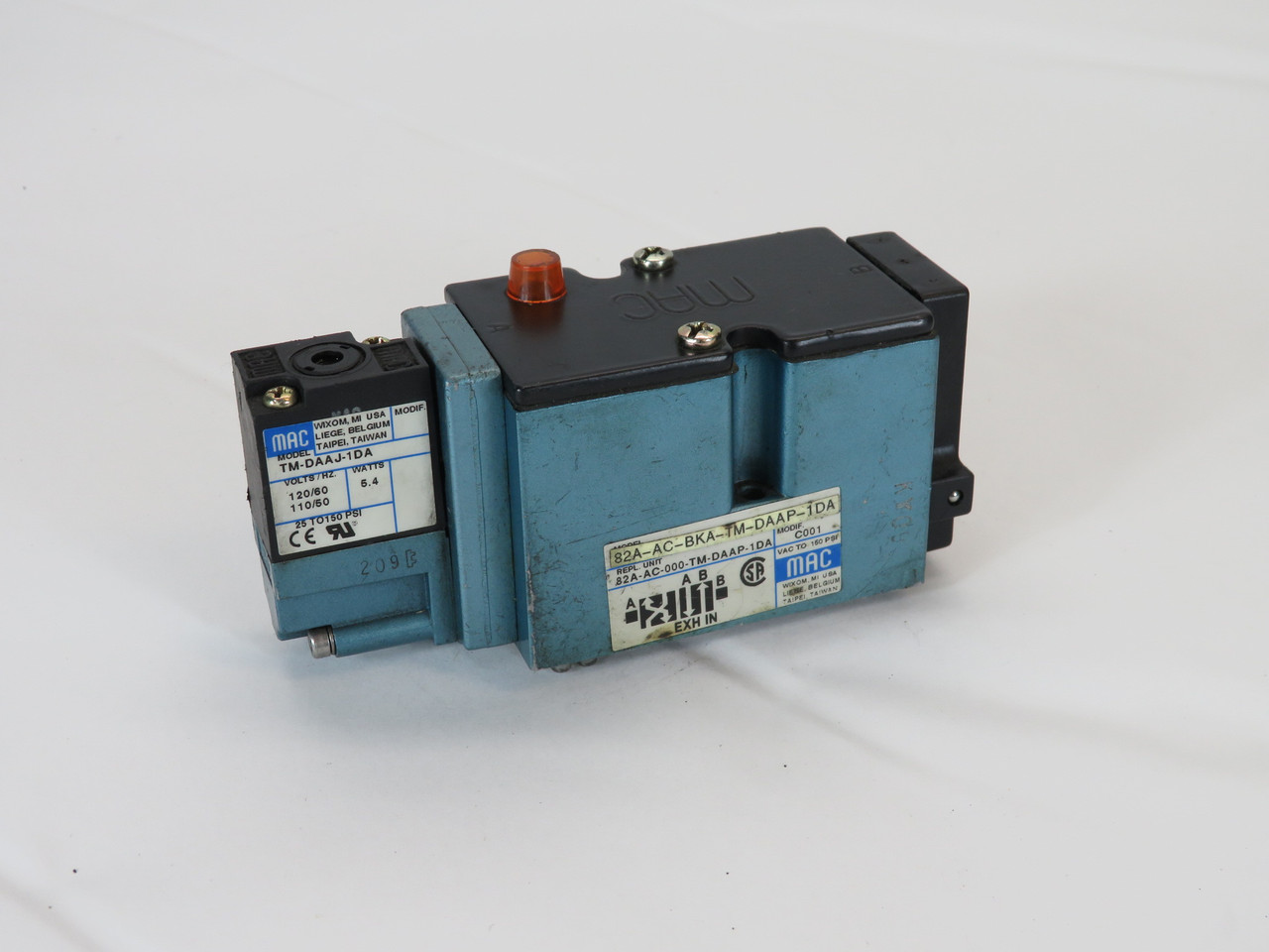MAC 82A-AC-000-TM-DAAP-1DA Solenoid Valve 110V@50Hz 120V@60Hz NO SEAL USED
