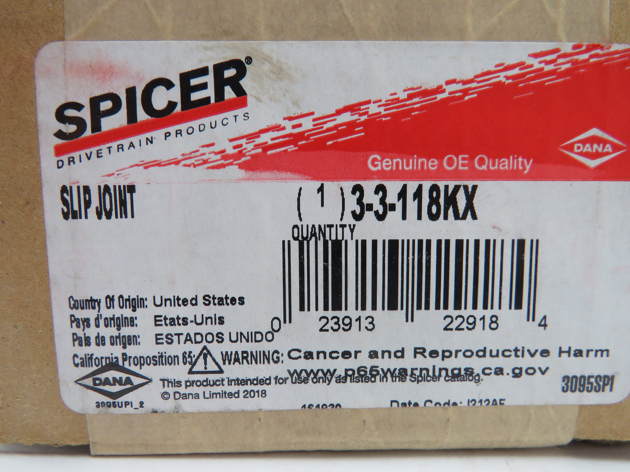 Spicer 3-3-118KX Slip Yoke 4.438"OD 1.188"BC 1.5"SOD SEALED NEW