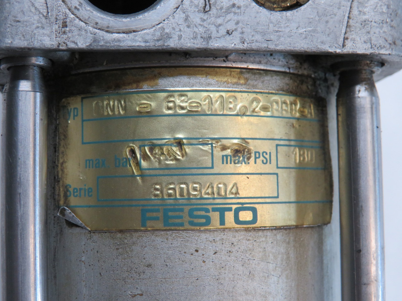 Festo DNN-63-118.2-PPV-A Air Cylinder 63mm Bore 118.2mm Stroke 180 psi USED