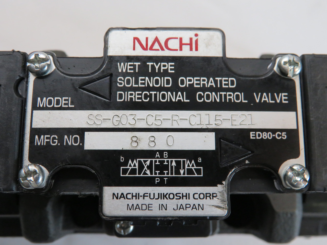 Nachi SS-G03-C5-R-C115-E21 Directional Control Valve 115V@50/60Hz SHELF WEAR NOP