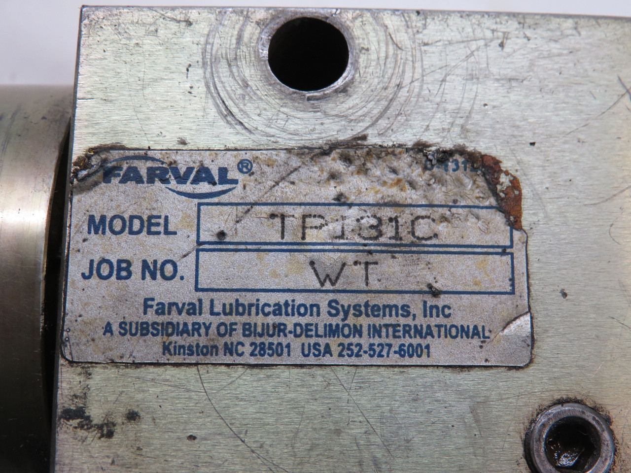 Farval TP131C Lubricator 50:1 Ratio 0.25cc Min 1.1cc Max COSMETIC DAMAGE USED