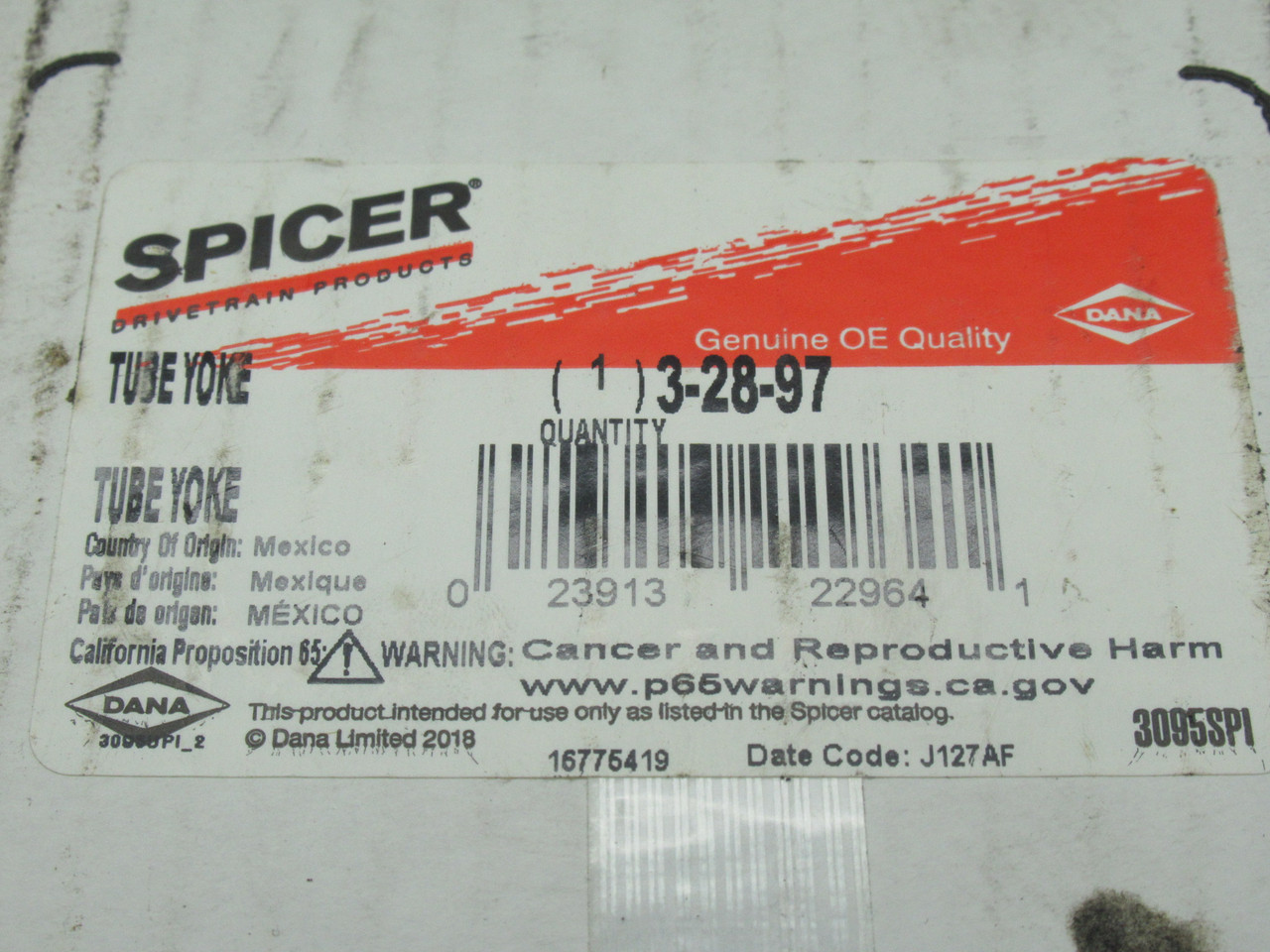 Spicer 3-28-97 Tube Yoke 4.438"OD 1.188"BC 3"TD 2.845"BD 2.125"CL NEW