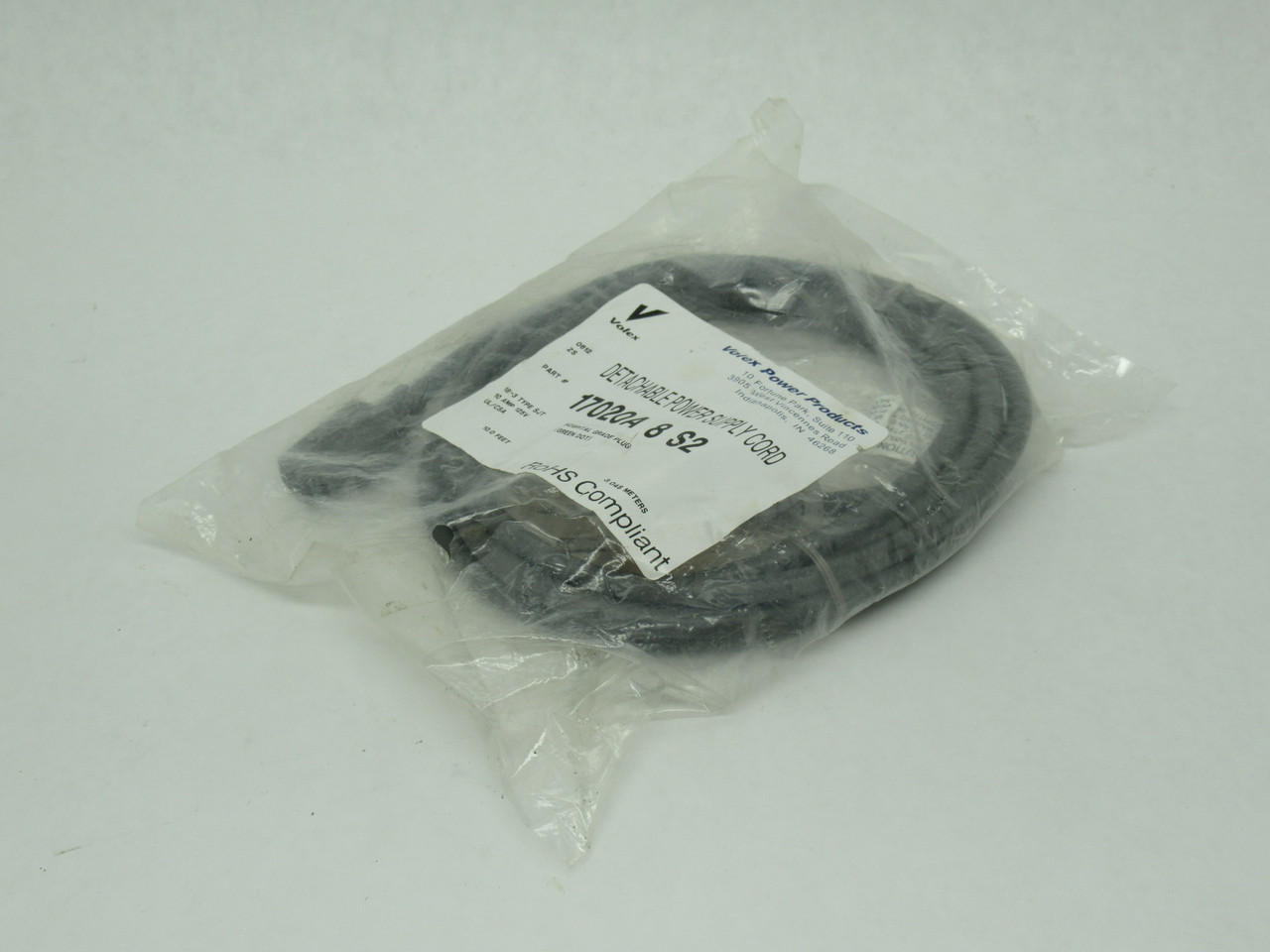 Volex 17020A-8-S2 Detachable Power Supply Cord 125V 10A RIPPED BAG NWB