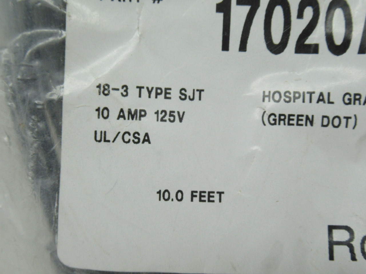 Volex 17020A-8-S2 Detachable Power Supply Cord 125V 10A RIPPED BAG NWB