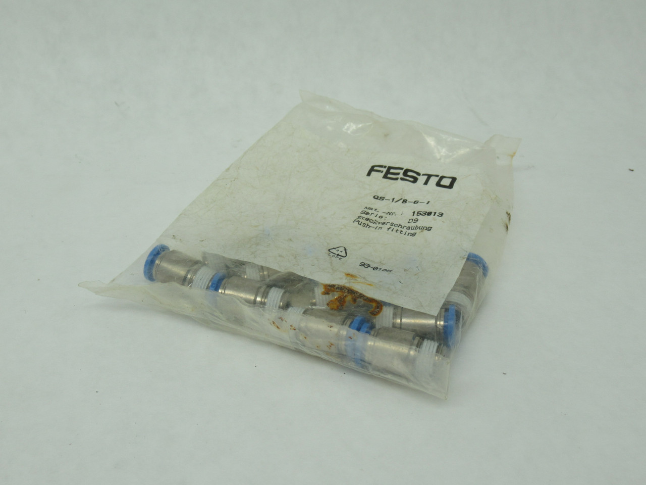 Festo 153013 QS-1/8-6-I Push In Fitting R1/8" Thread 10-Pack STAINED BAG NWB