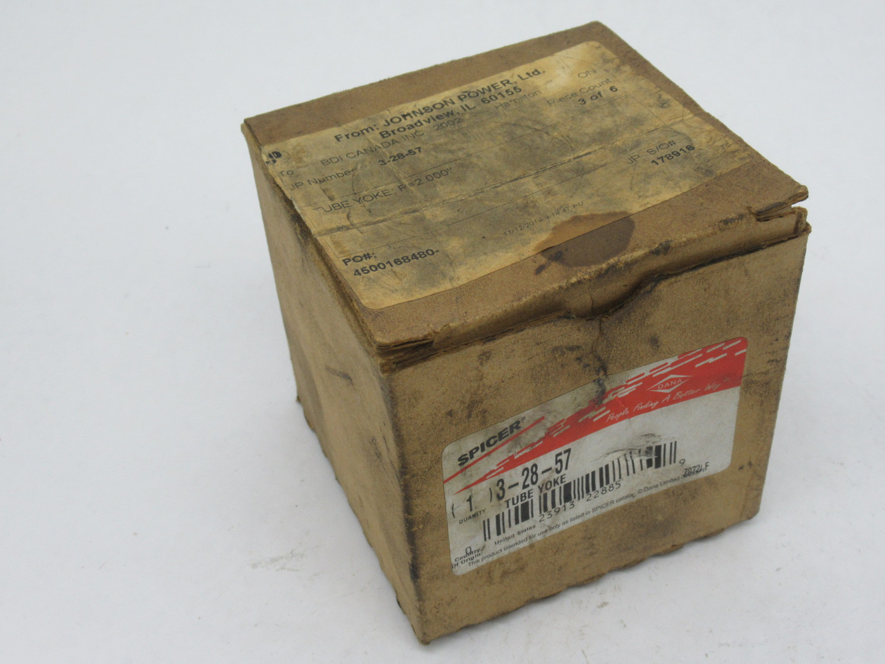 Spicer 3-28-57 Tube Yoke 3.875"OD 1.188"BC 3"TD 2.845"BD 2"CL DMG/DIRTY BOX NEW