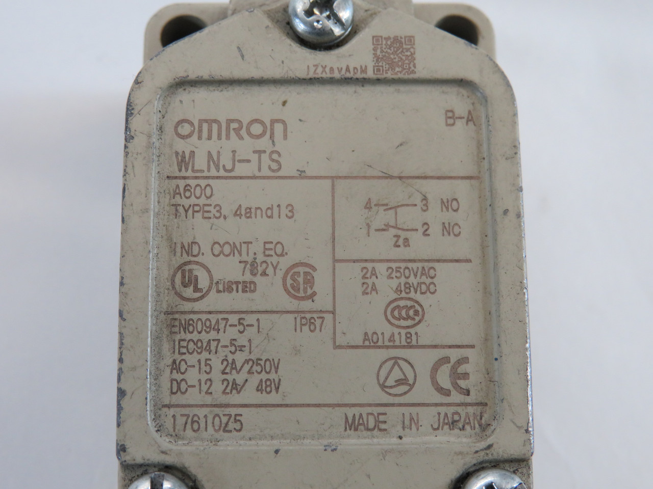 Omron WLNJ-TS Limit Switch Body 250VAC 48VDC 2A NO HEAD USED