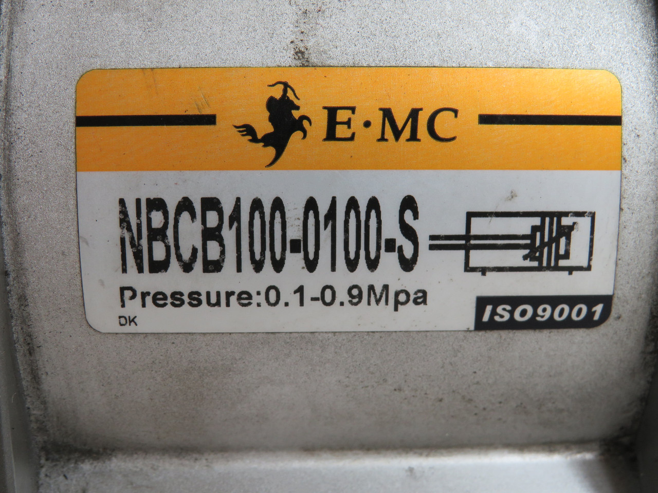 EMC NBCB100-0100-S Air Cylinder 4" Bore 1" Stroke 0.1-0.9 MPa USED