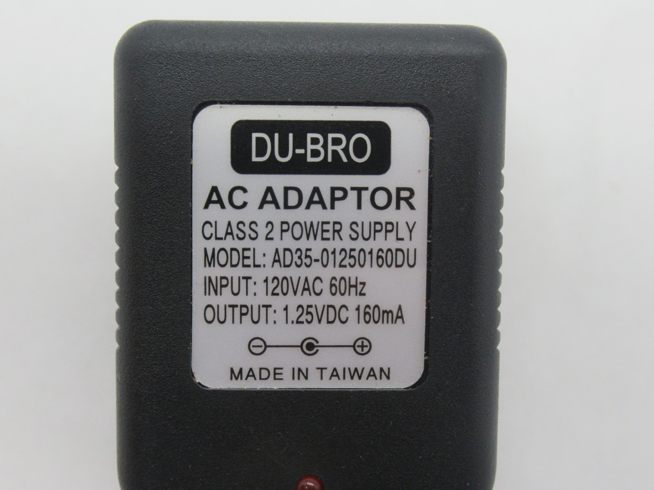 Du-Bro AD35-01250160DU AC Adapter Power Supply 1.25VDC 160mA Output USED