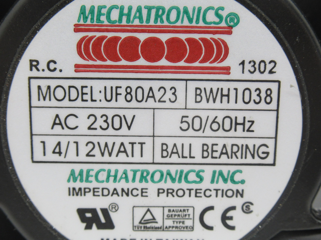 Mechatronics UF80A23-BWH1038 Axial Fan 230VAC 50/60Hz 14/12W USED