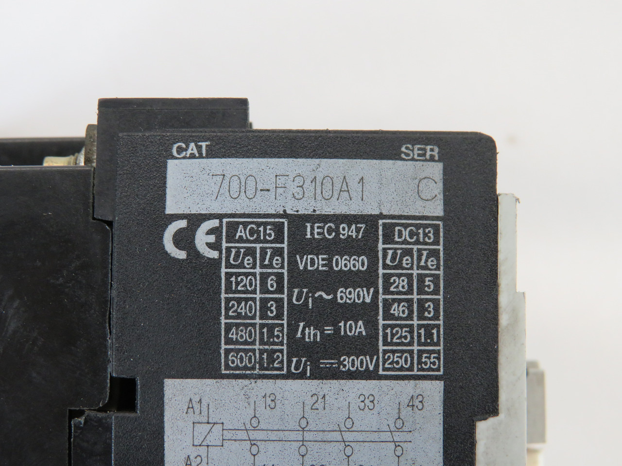 Allen-Bradley 700-F310A1 Ser. C Control Relay 3NO 1NC 10A 110/120V 50/60Hz USED