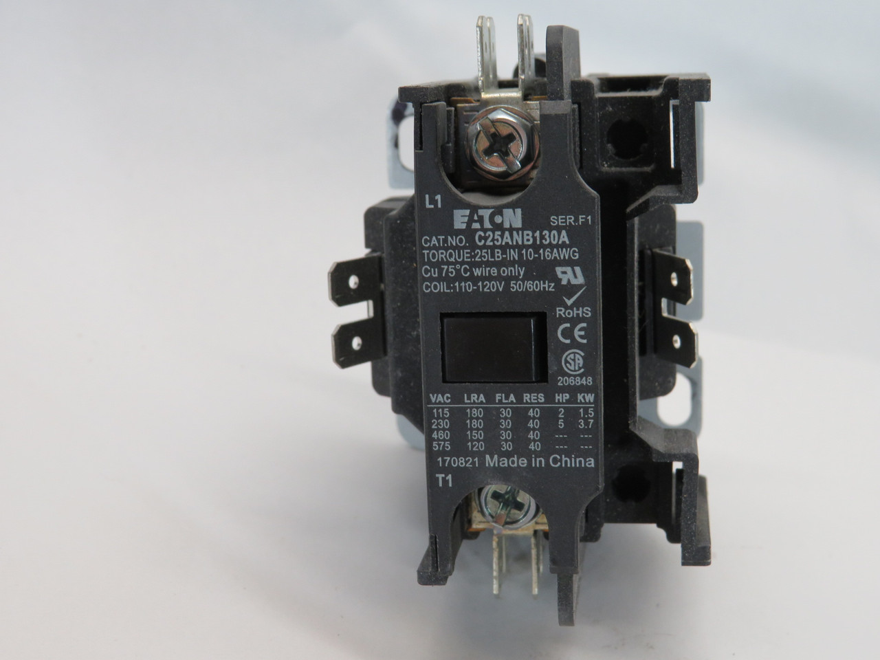 Eaton C25ANB130A Definite Purpose Contactor 110-120V 50/60Hz 1P 30A NOP