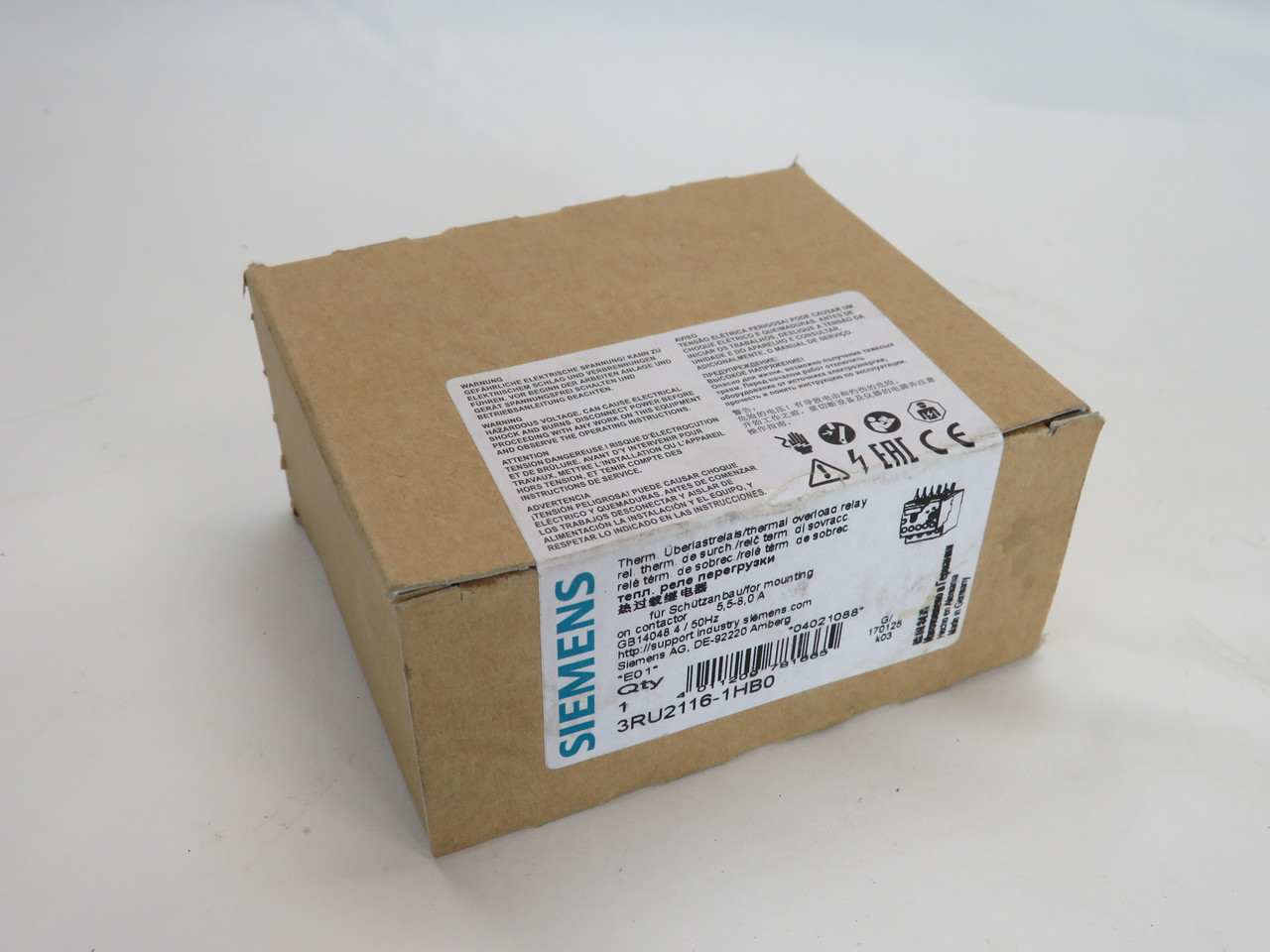 Siemens 3RU2116-1HB0 Overload Relay 5.5-8.0A NEW