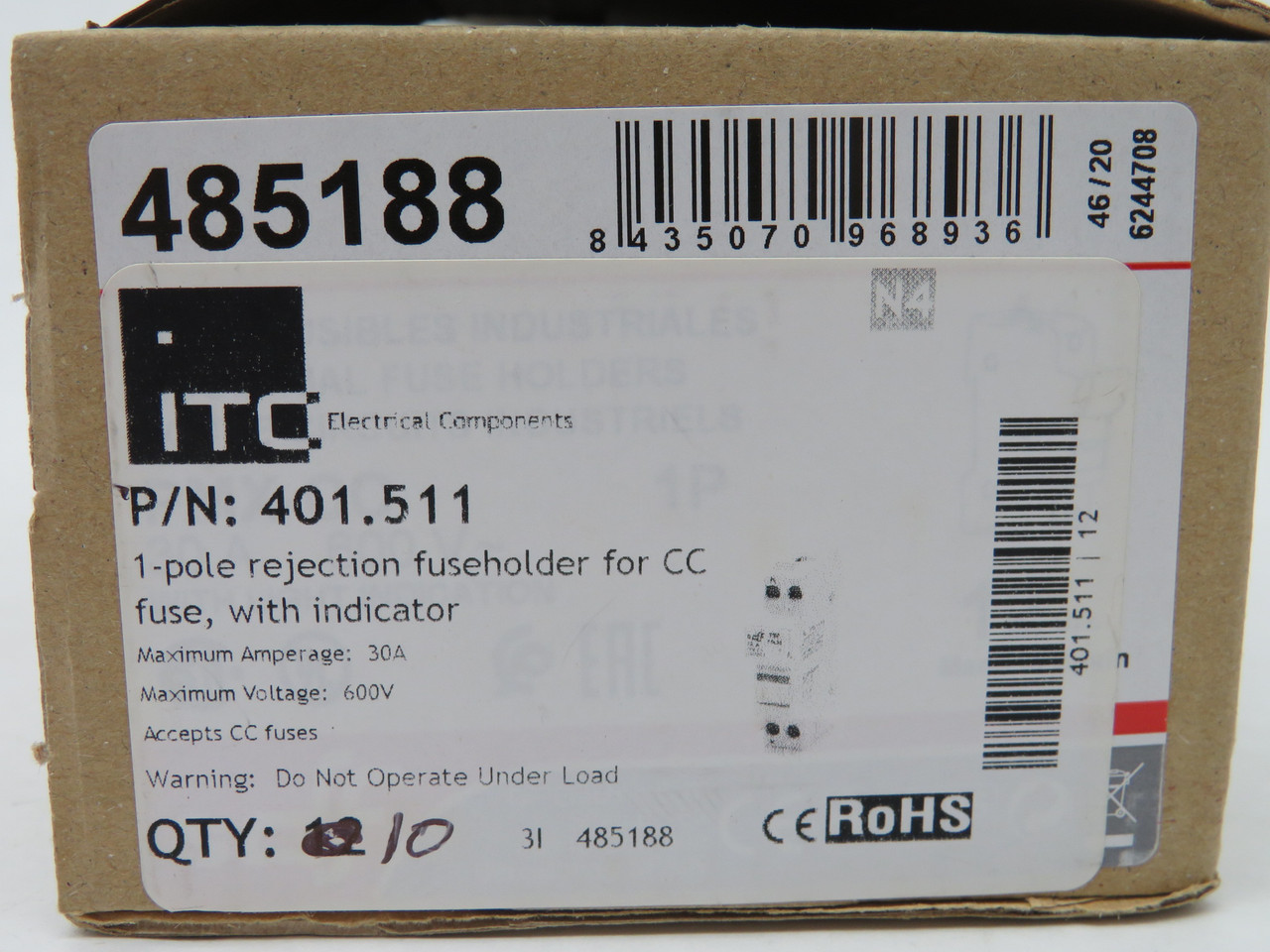 DF Electric 485188 PMX-CC Indicating Fuse Holder 30A 600AC 1P Lot/11 DMG BOX NEW