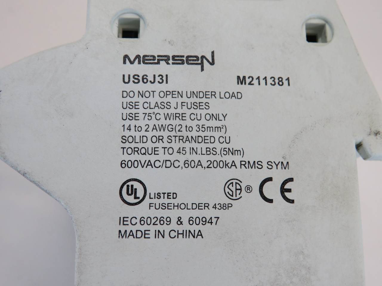 Mersen US6J3I Modular Fuse Holder 60A 600VAC/DC 3-Pole USED