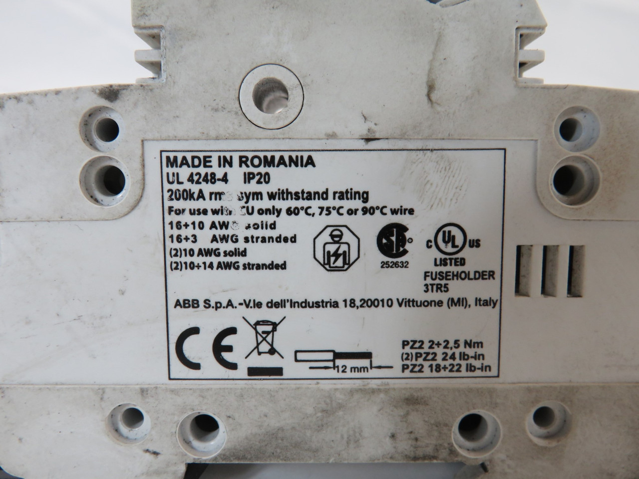 ABB E 92/30s CC Fuse Holder 30A 600V 2-Pole USED