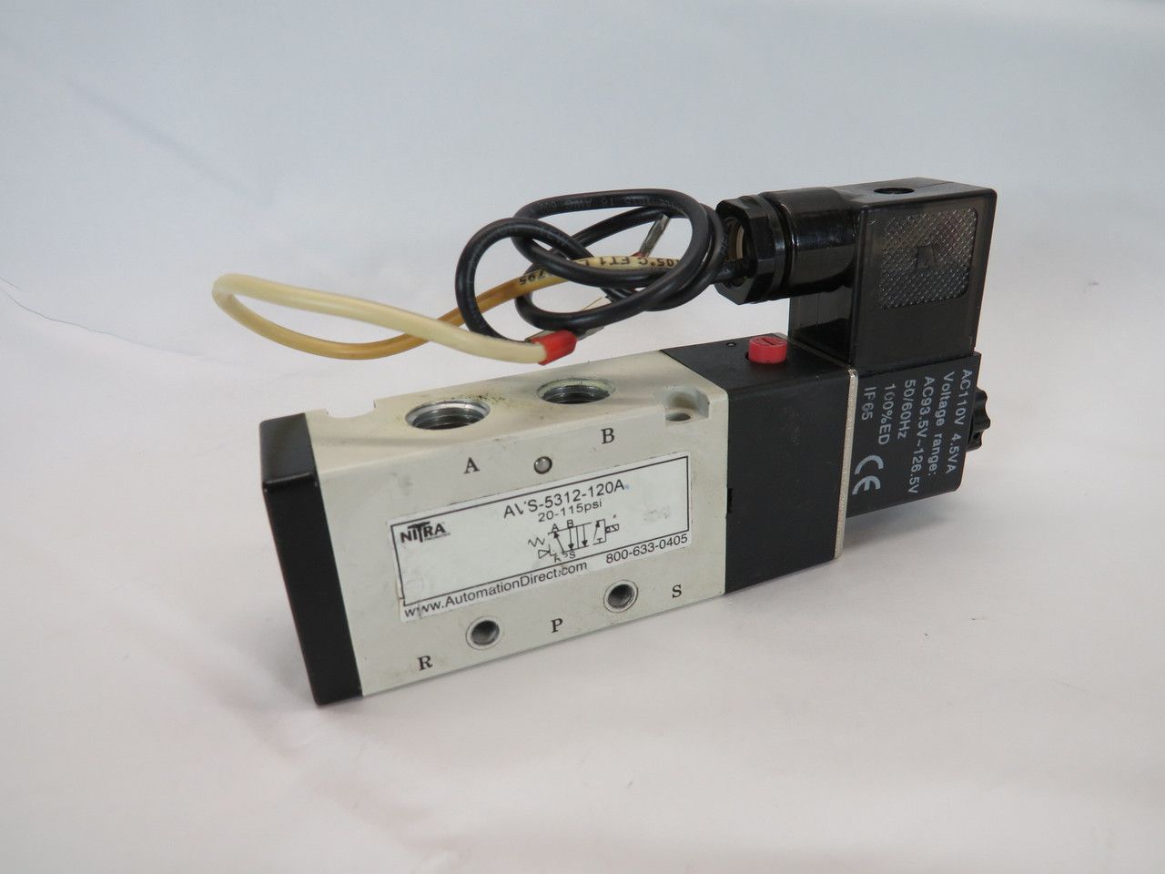 Nitra AVS-5312-120A Solenoid Valve 20-115 psi 110VAC 4.5VA 93.5-126.5VAC USED