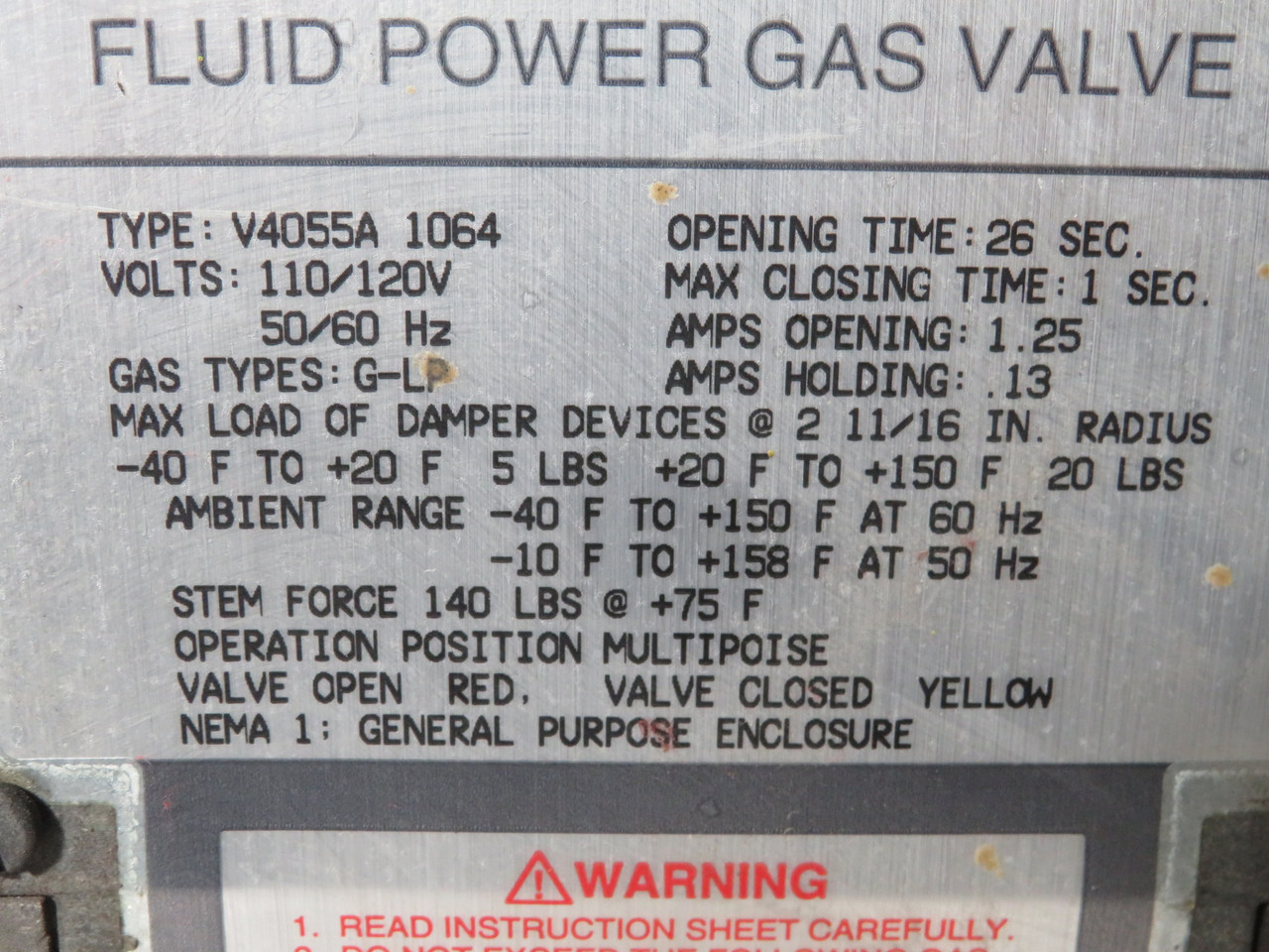 Honeywell V4055A-1064 Gas Valve Actuator 110/120V 50/60Hz SLOW ACTUATOR AS IS