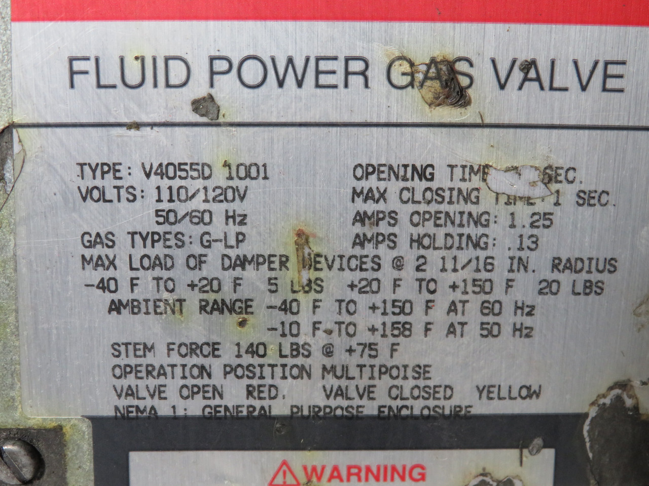 Honeywell V4055D-1001 Gas Valve Actuator 110/120V 50/60Hz SLOW ACTUATOR AS IS