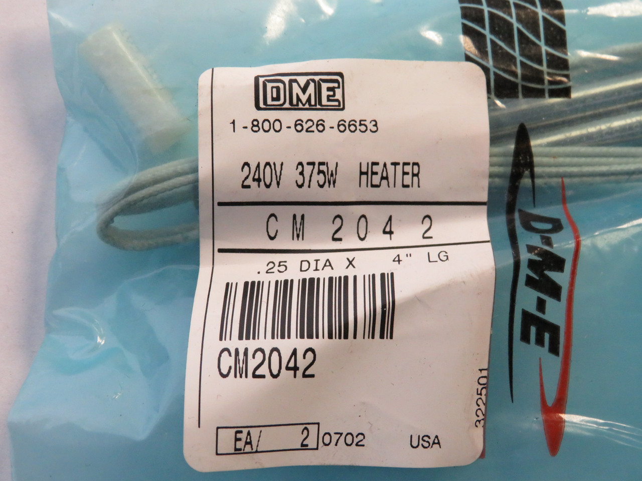 DME CM2042 Cartridge Heater 240V 374W .25" Diameter 4" LG 2-Pack NWB