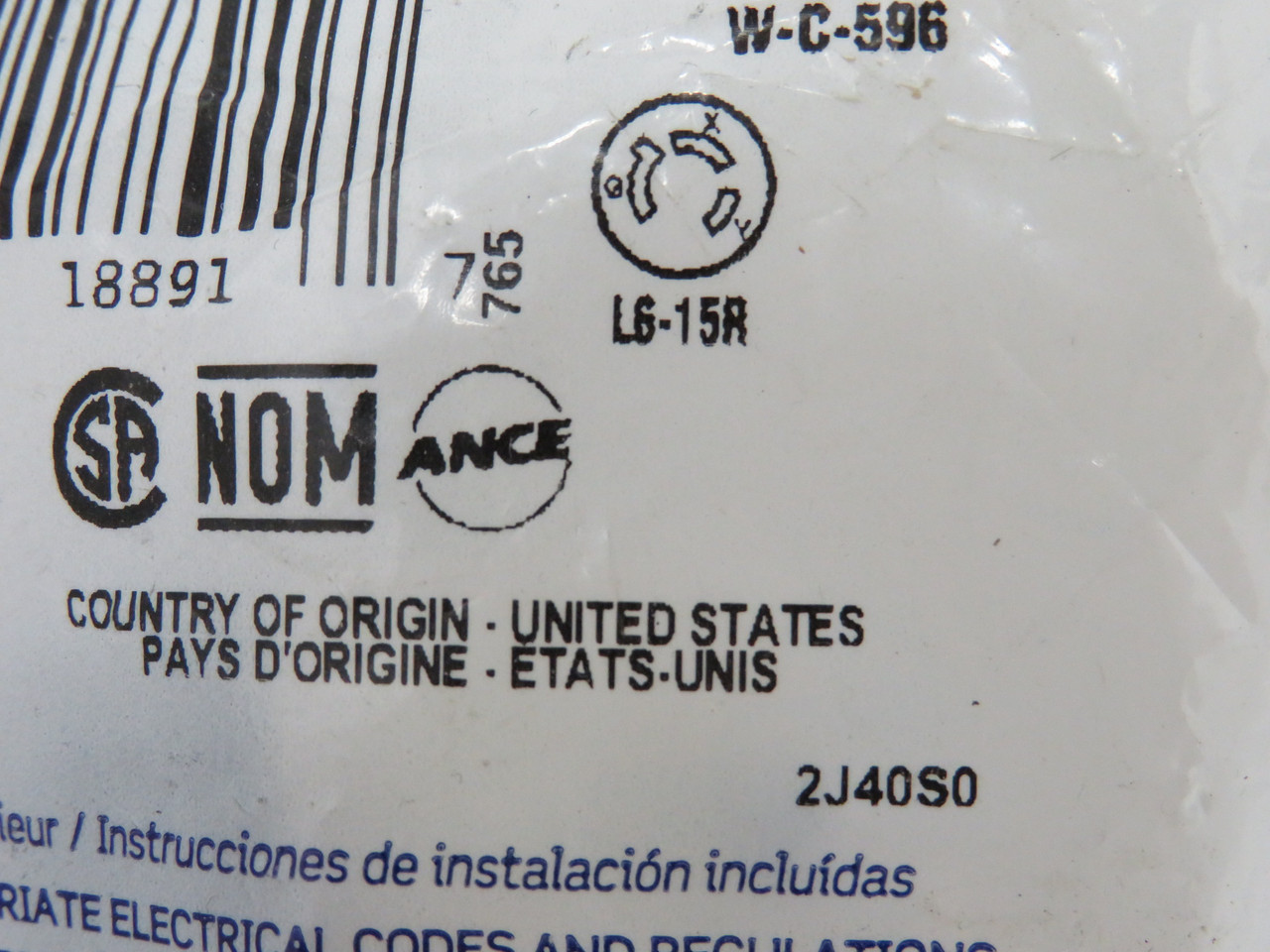 Leviton 4579-C Locking Connector L6-15R 15A 250V 3W 2P NWB