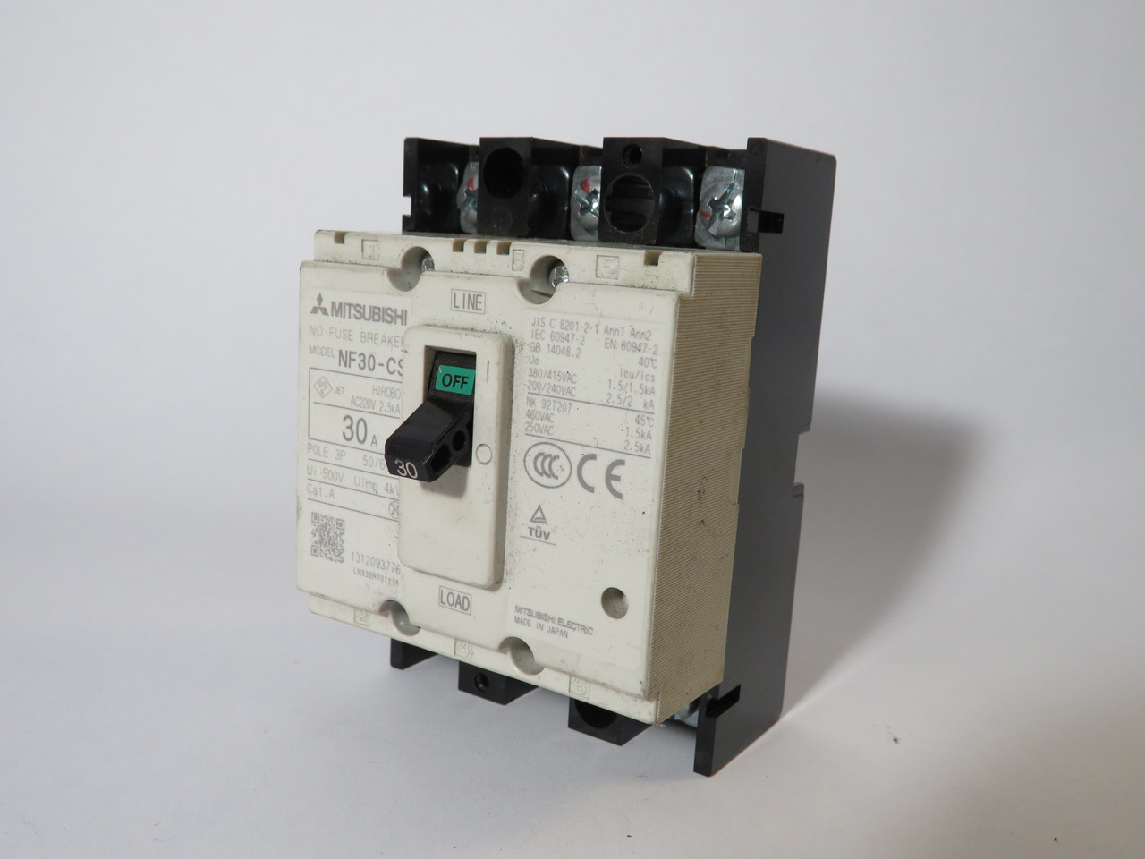 Mitsubishi NF30-CS-3P-30A Circuit Breaker 30A 500V 3-Pole USED