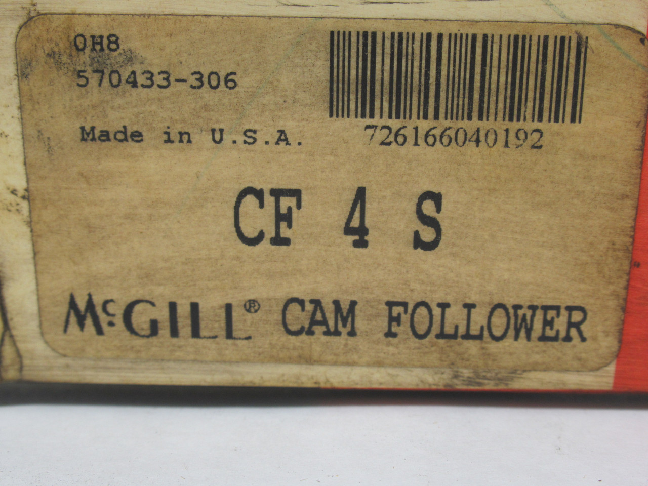 McGill CF-4-S Cam Follower Bearing 4" Roller D 2-1/4" Roller W SHELF WEAR NEW