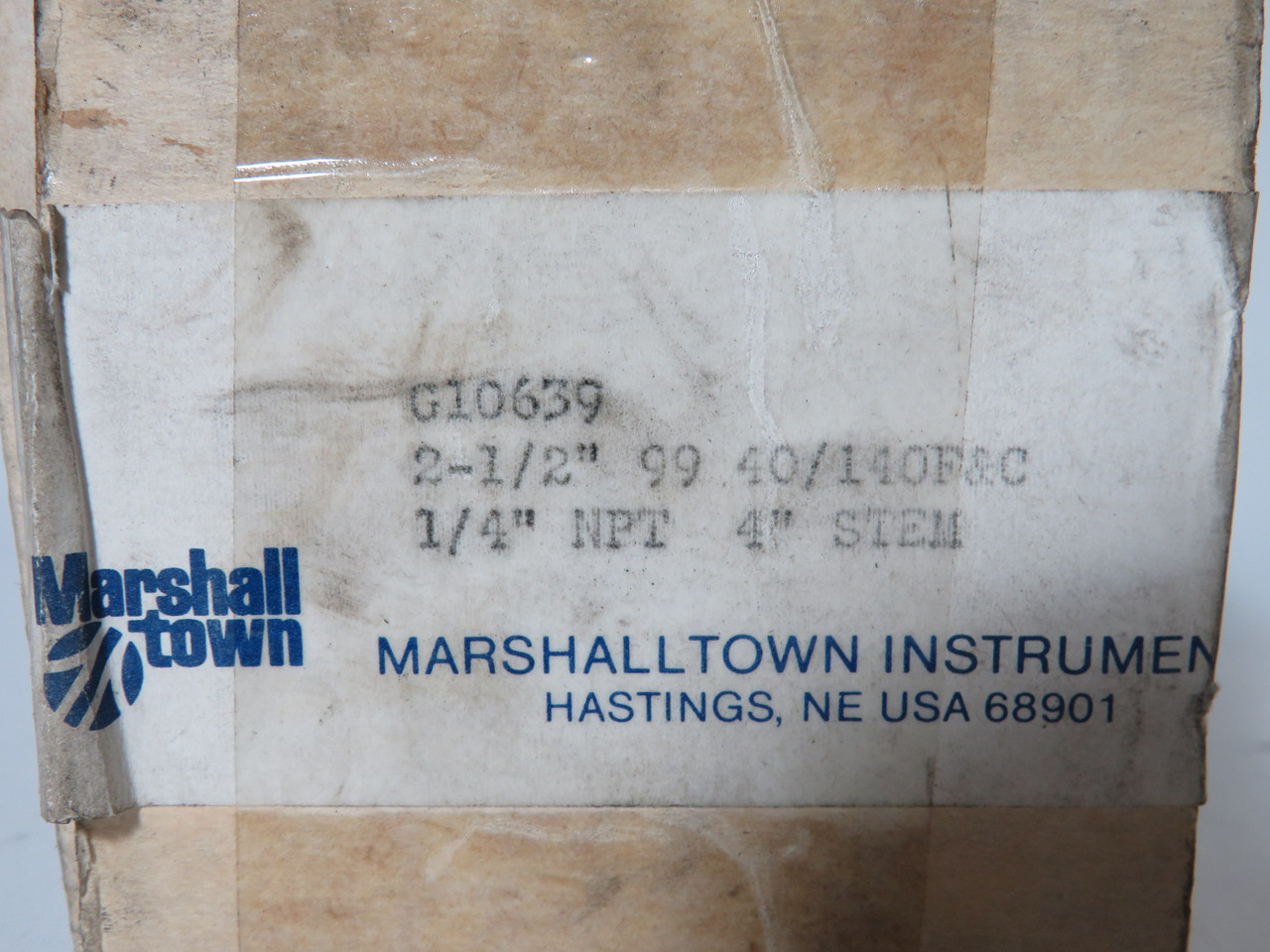 Marshalltown G10639 Temperature Gauge 40F 140C 2-1/2" Diam 1/4" NPT 4" Stem USED