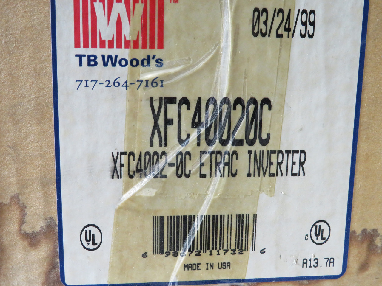 TB Wood's XFC4002-0C Micro Inverter 2HP 7-460V 4.1A 3.3 kVA BOX DAMAGE NEW