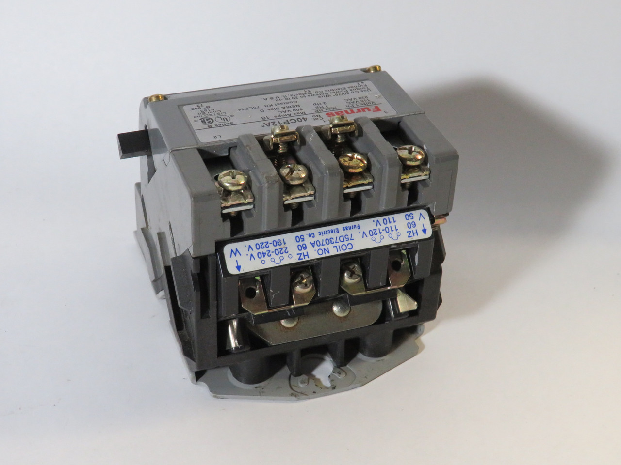 Furnas 40CP12AA Contactor 18A 110-120/220-240V 60Hz 2-Pole USED