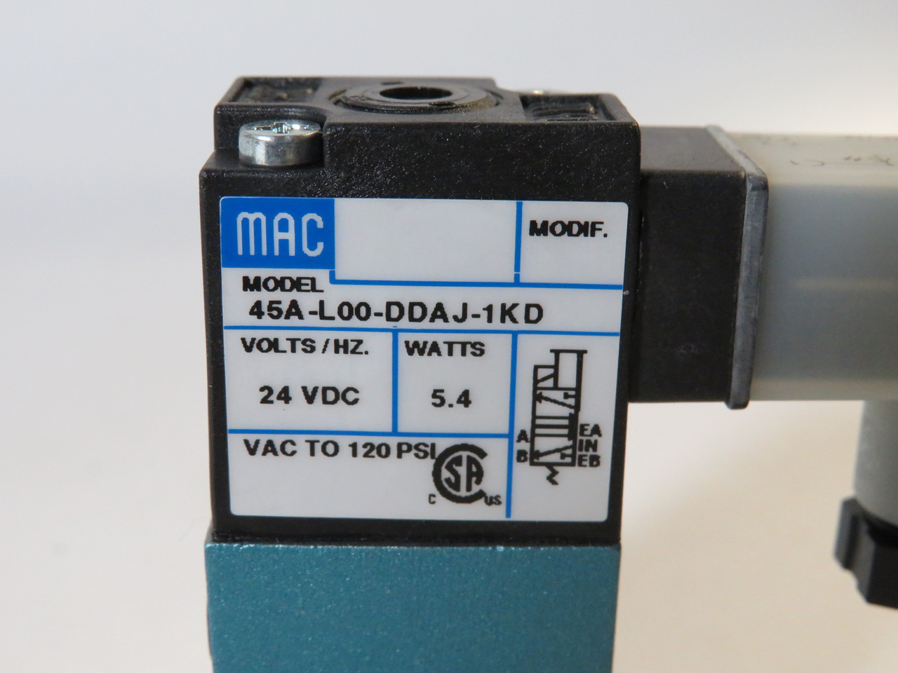 MAC 45A-L00-DDAJ-1KD 4/2-Way Solenoid Valve 24VDC 120 psi BOX DAMAGE NEW
