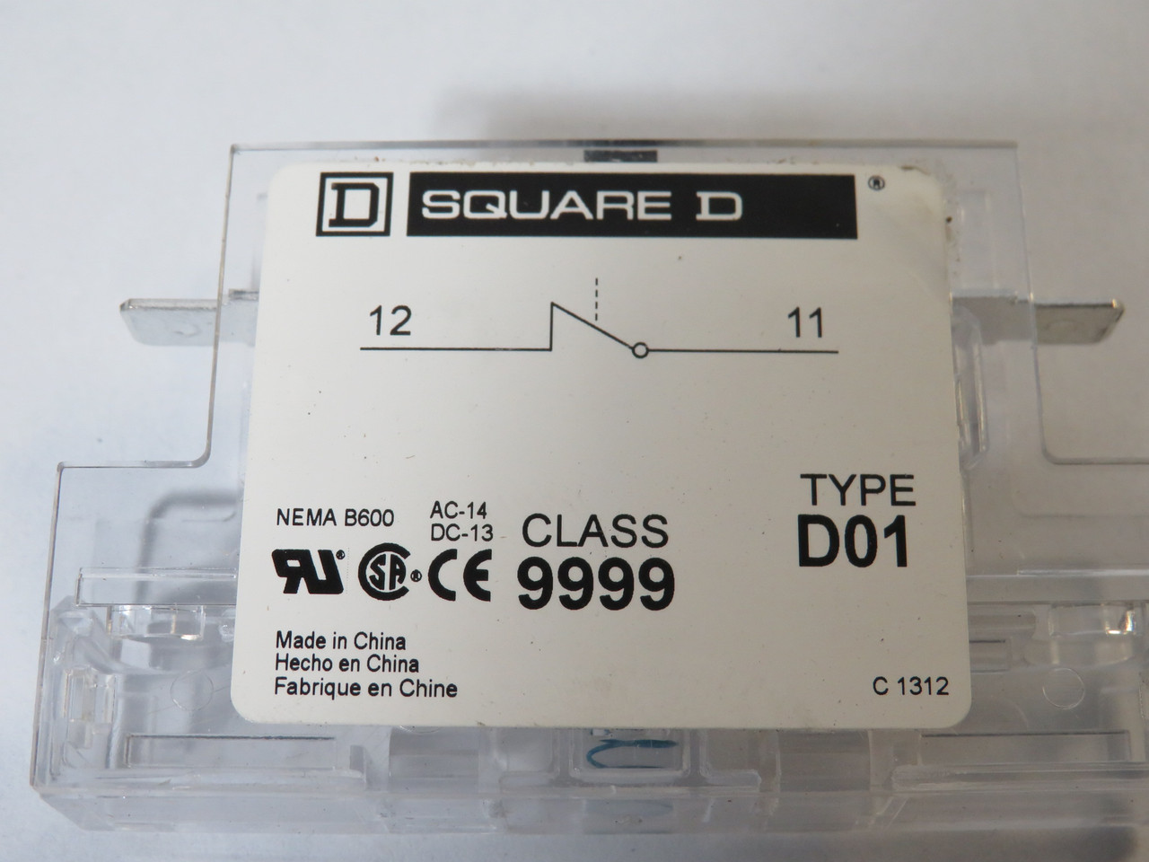 Square D 9999D01 Auxiliary Contact Block for 8910, 8911, and 8965 1NC NEW