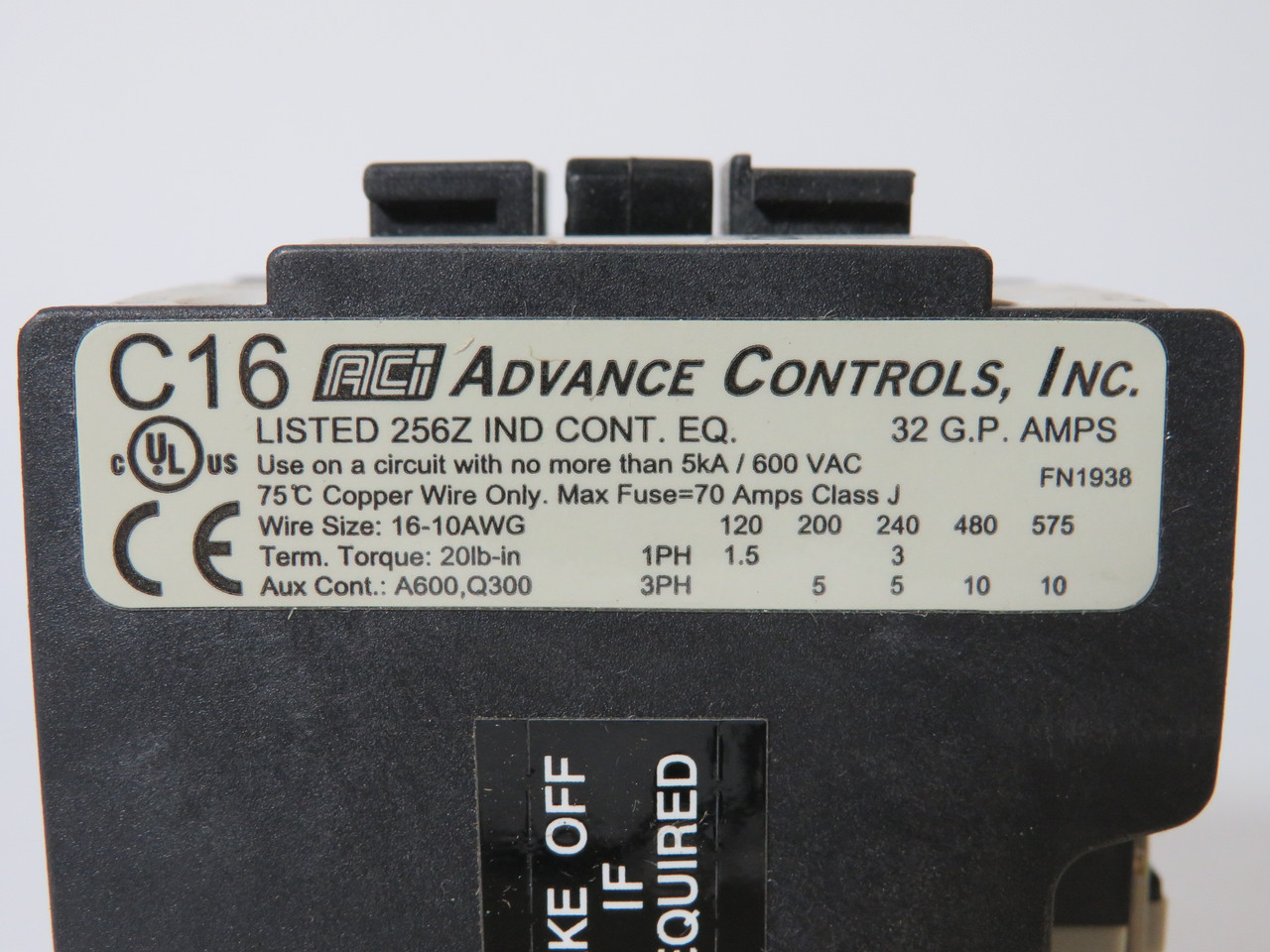 Advance Controls C16 Contactor 32A 22/24V 50/60Hz 3P 1NC SHELF WEAR NOP