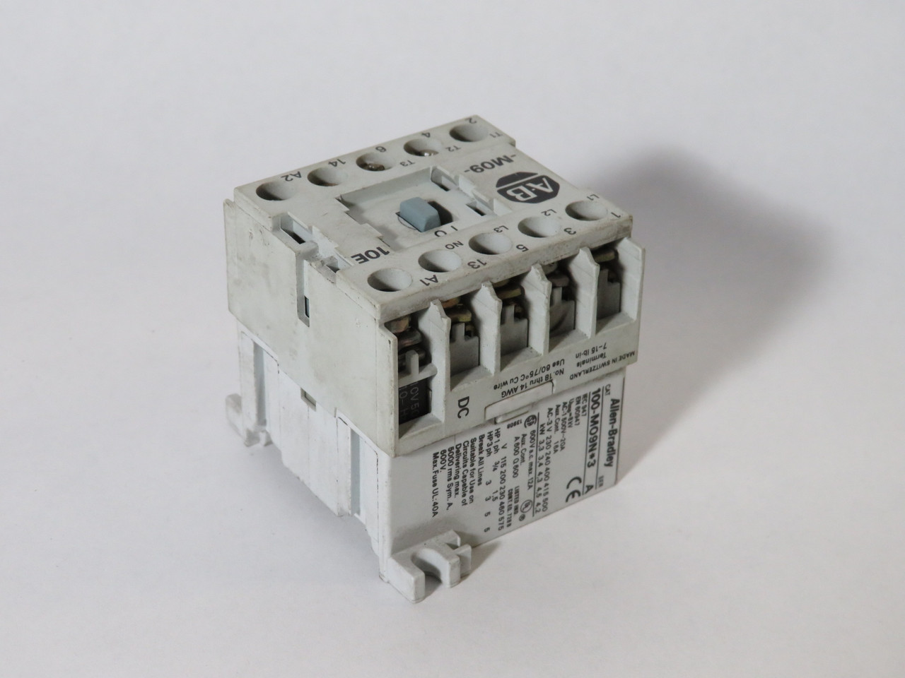Allen-Bradley 100-M09ND3 Miniature Contactor 110V 50Hz 110-120V 60Hz 3P 1NO USED